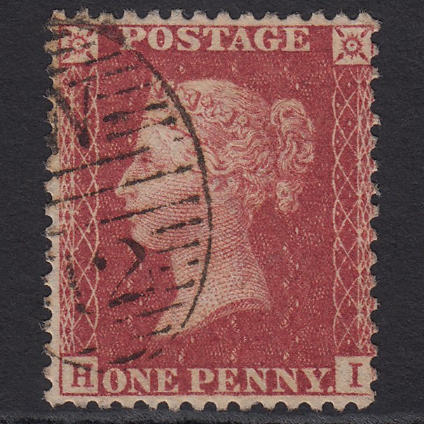 GB QV 1857 1d Rose-red (Plate 34) SG40-C10(1) HI FU London D&S Cancel