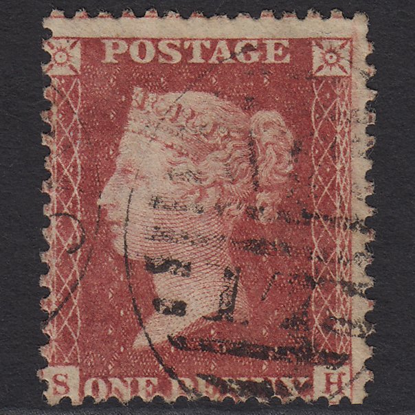 GB QV 1857 1d Rose-red (Plate 63) SG40-C10(1) SH GU London D&S Cancel Misperf