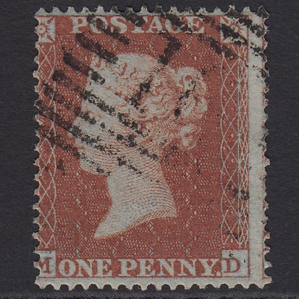 GB QV 1854 1d Red-brown Plate R5 SG17-C1(1) MD GU Misperf