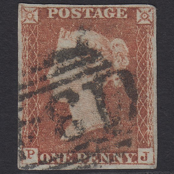 GB QV 1841 1d Red-brown (Plate 75) SG8-B1(1) PJ GU 4 Margins Bristol 134