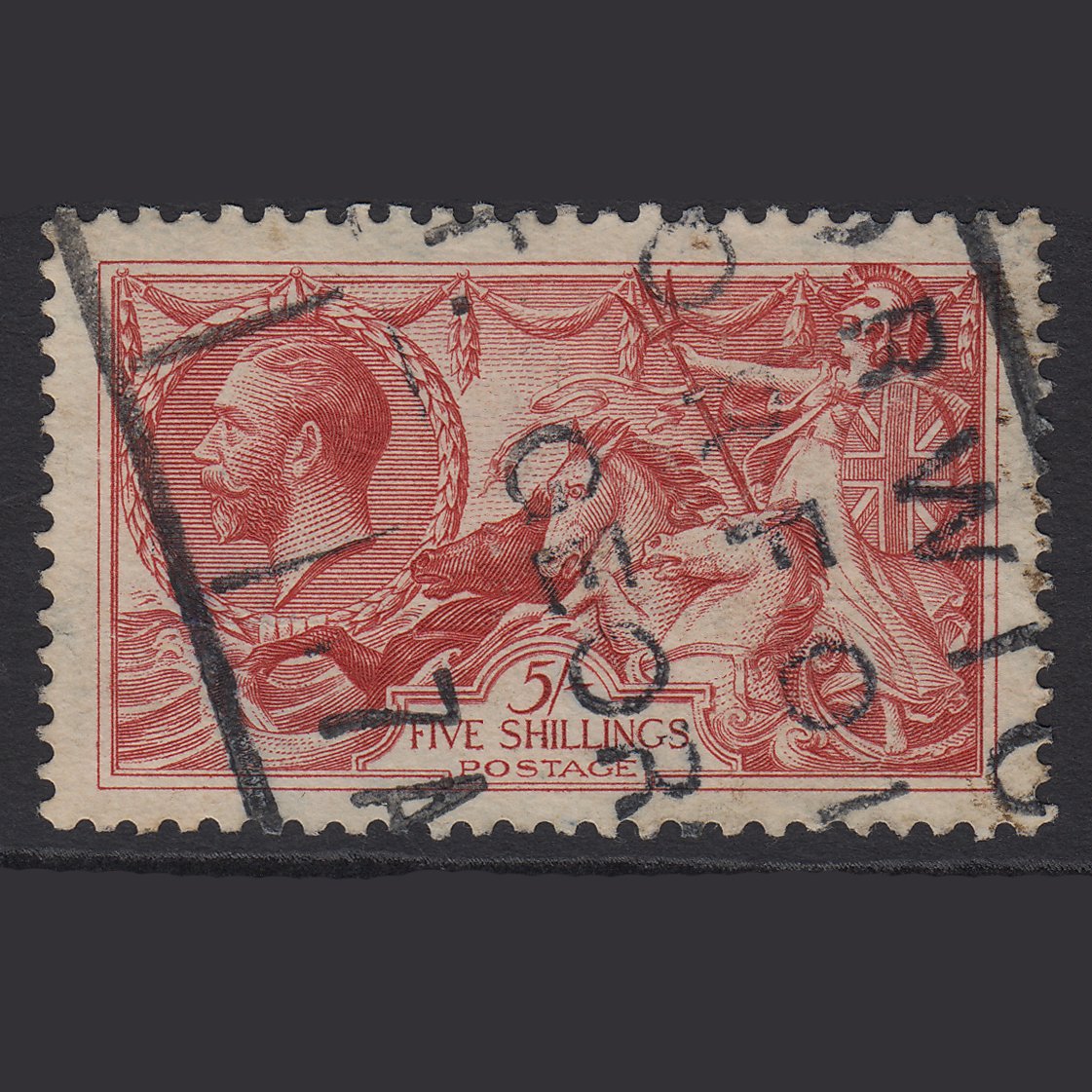 GB Kg5 1918 5/- Rose-red Seahorses SG416-N68(3) FU
