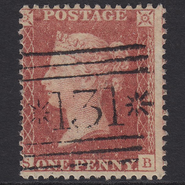 GB QV 1857 1d Rose-red (Plate 62) SG40-C10(1) SB FU Edinburgh 131 Misperf