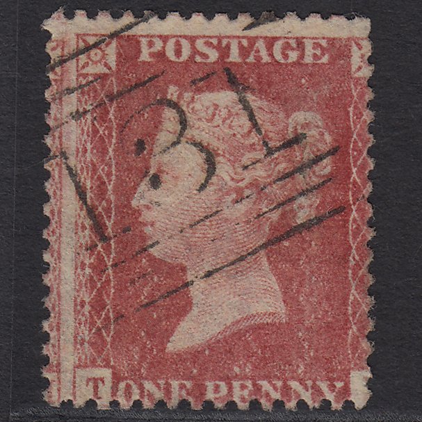 GB QV 1857 1d Rose-red (Plate 55) SG40-C10(1) TI FU Edinburgh 131 Large Misperf