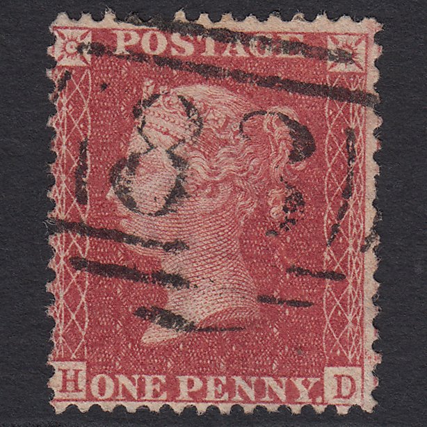 GB QV 1857 1d Rose-red (Plate 56) SG40-C10(1) HD FU Bishop's Stortford 83
