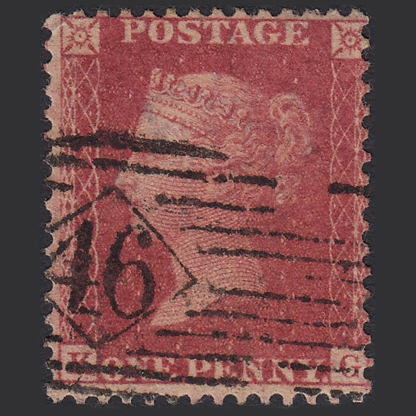GB QV 1857 1d Rose-red (Plate 55) SG40-C10(1) KG FU London IS 46 46.d
