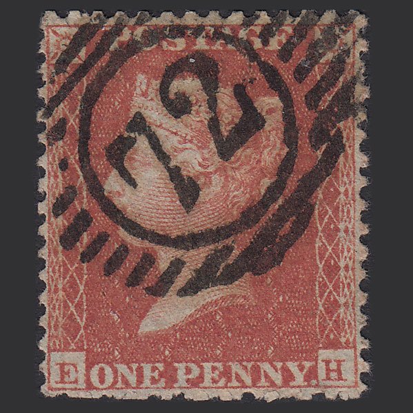 GB QV 1855 1d Red-brown (Plate 2) SG24-C3(1) EH FU London D&S 72 Well Centred