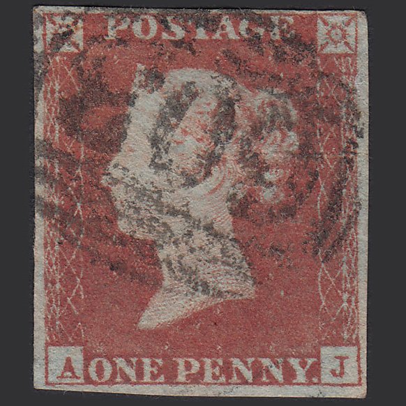 GB QV 1841 1d Red-brown (Plate 126) SG8-B2(1) AJ GU 4 Margins Oxford 603