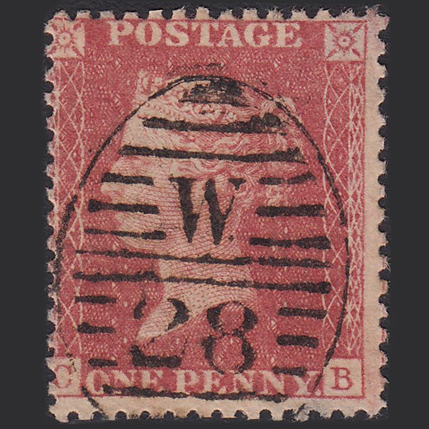 GB QV 1857 1d Rose-red (Plate 56) SG40-C10(1) CB FU London D&S W28