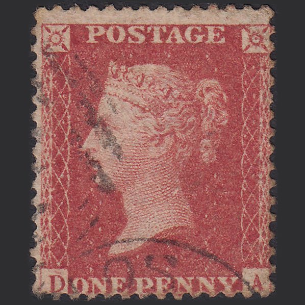 GB QV 1857 1d Rose-red Plate R17 SG40-C10(1) DA FU Light Cancel