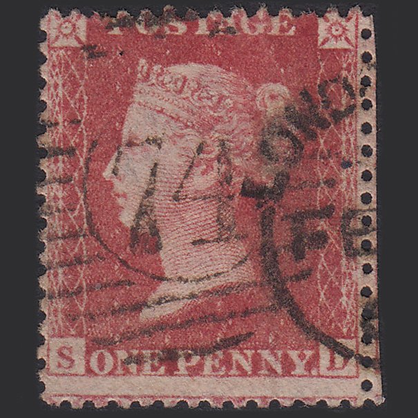 GB QV 1857 1d Rose-red SG40-C10(1) SD GU London D&S 74