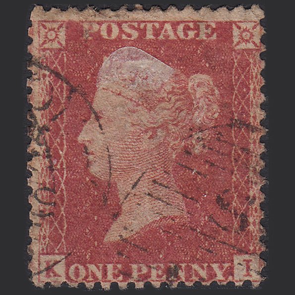 GB QV 1857 1d Rose-red (Plate 27) SG40-C10(1) KI FU London D&S Cancel