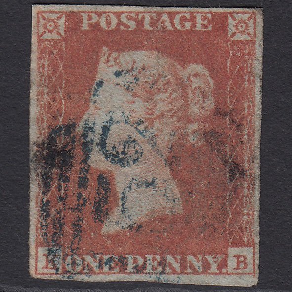 GB QV 1841 1d Red-brown (Plate 103) SG8-B1(1) KB GU 4 Margins Blue Cancel