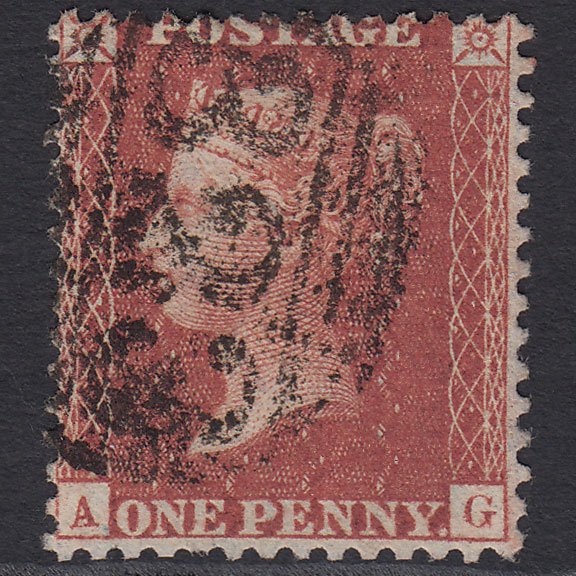 GB QV 1856 1d Red-brown (Plate 43) SG29-C8(1) AG GU Grimsby 323