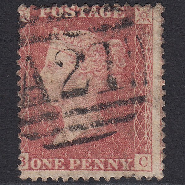GB QV 1857 1d Pale Rose (Plate 67) SG39-C10(3) BC FU Redhill A21 Misperf