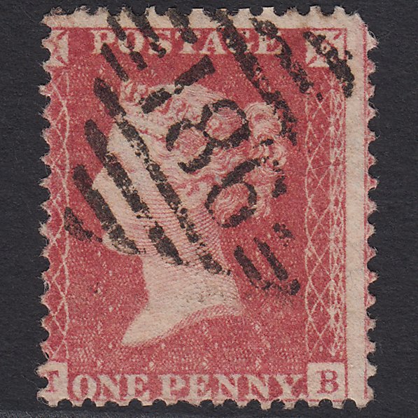 GB QV 1857 1d Rose-red (Plate 43) SG40-C10(1) TB GU Dublin 186 Misperf
