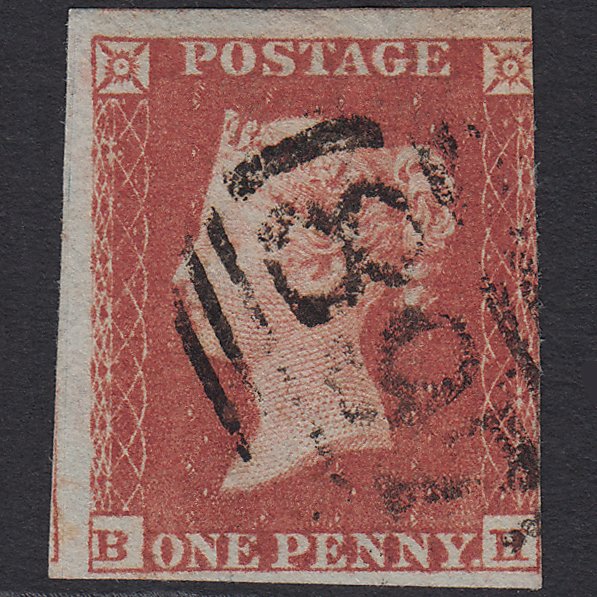 GB QV 1841 1d Red-brown (Plate 166) SG8-B2(1) BH GU 3 Margins Wisbech 897