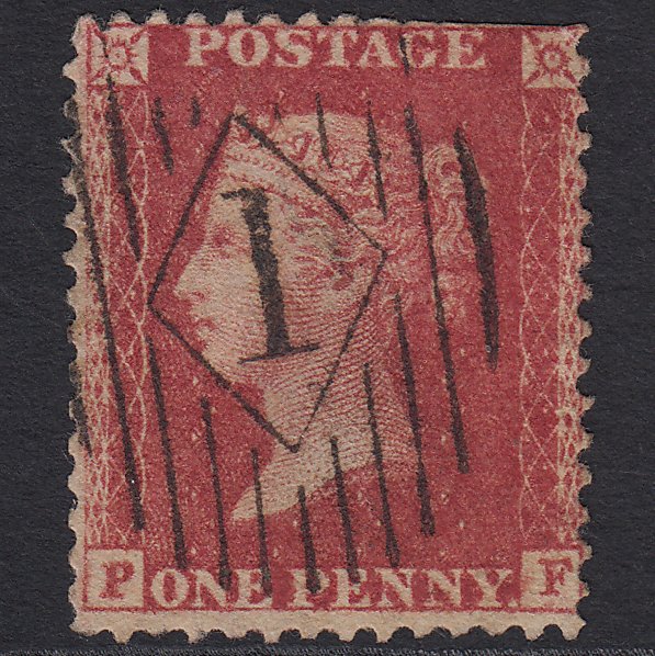 GB QV 1857 1d Rose-red (Plate 60) SG40-C10(1) PF GU Charles Rideout No.1