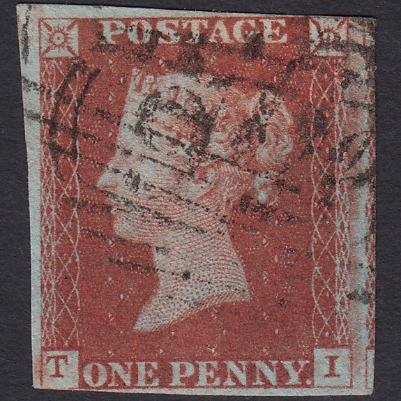GB QV 1841 1d Red-brown (Plate 70) SG8-B1(1) TI GU nr 4 Margins