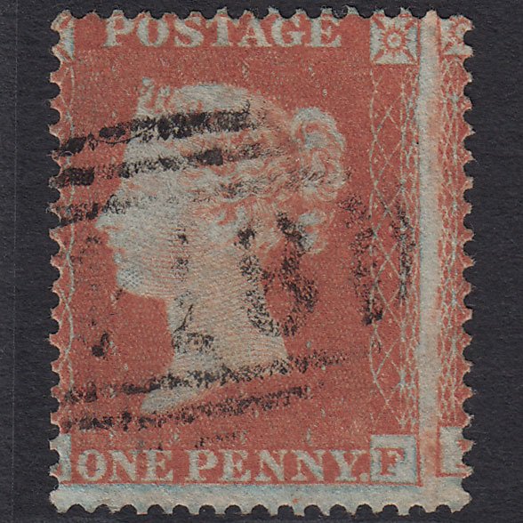 GB QV 1854 1d Orange-red (Plate 166) SG17-C1(5) LF FU Large Misperf