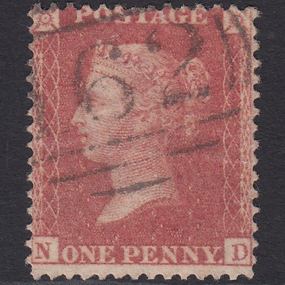 GB QV 1857 1d Rose-red (Plate 47) SG40-C10(1) ND GU Cardiff 162