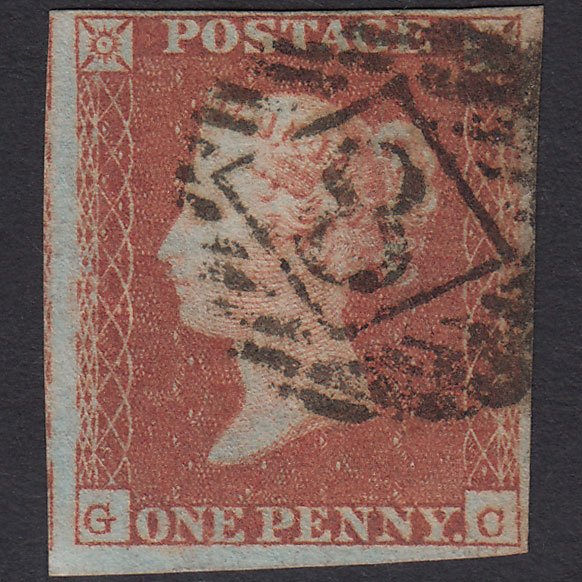 GB QV 1841 1d Red-brown (Plate 96) SG8-B1(1) GC FU 4 Margins London IS 8