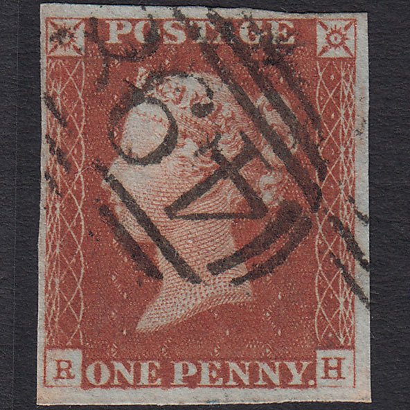 GB QV 1841 1d Red-brown (Plate 64) SG8-B1(1) RH FU 4 Margins Manchester 498