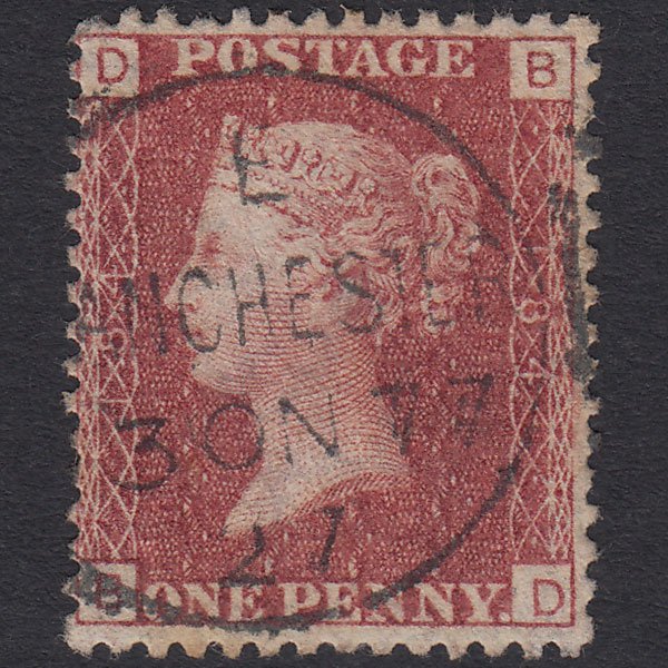 GB QV 1864 1d Lake-red (Plate 184) SG44-G1(2) BD FU Manchester CDS Cancel