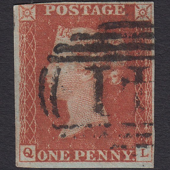 GB QV 1841 1d Red-brown (Plate 39) SG8-B1(1) QL FU nr 4 Margins
