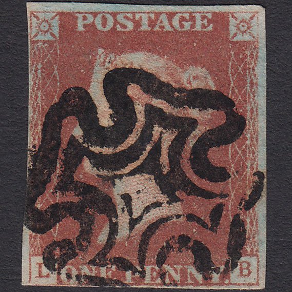 GB QV 1841 1d Red-brown Penny Black (Plate 9) SG7-A2 LB GU nr 4 Margins MX