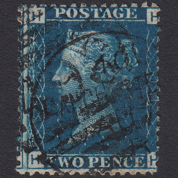 GB QV 1869 2d Blue (Plate 13) SG46-G3 HH GU Manchester CDS Cancel Misperf