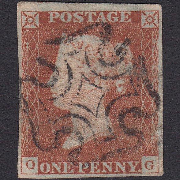 GB QV 1841 1d Red-brown (Plate 28) SG8-B1(1) OG FU 4 Margins Maltese Cross