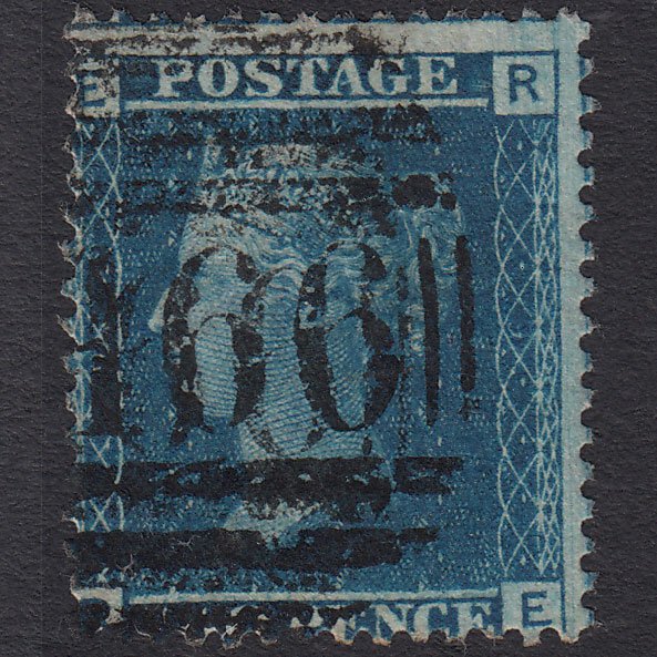 GB QV 1858 2d Blue (Plate 9) SG45-G2 RE GU Liverpool 466 Misperf