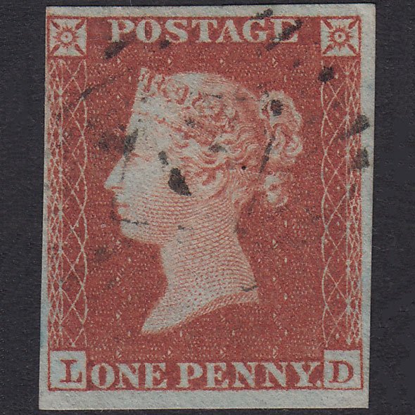 GB QV 1841 1d Red-Brown Plate 170 SG8-B2(1) LD VFU 4 Margins Light Cancel