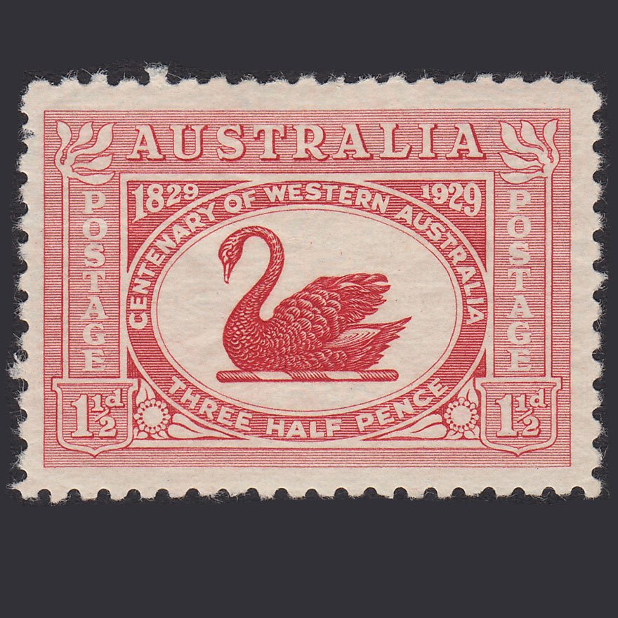 AUSTRALIA 1929 1 1/2d Dull Scarlet Black Swan SG116 FINE M MINT