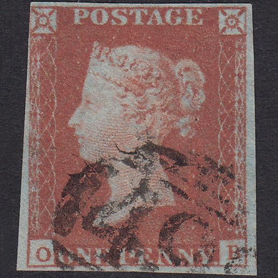 GB QV 1841 1d Red-Brown Plate 76 SG8-B1(1) OB FU Nr 4 Margins