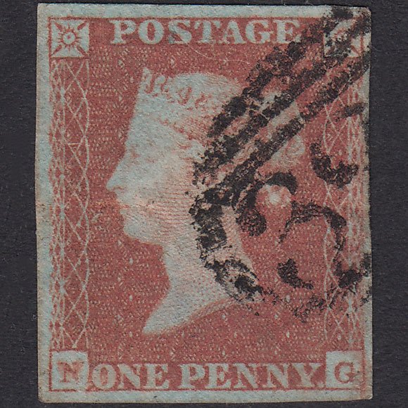 GB QV 1841 1d Red-Brown Plate 91 SG8-B1(1) NG GU 4 Margins