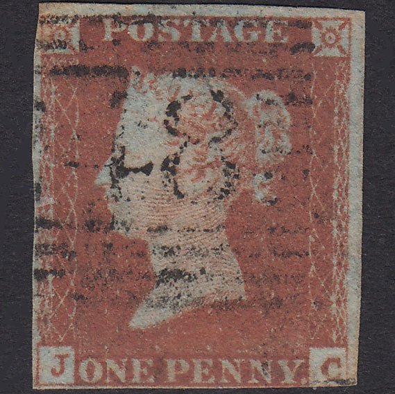 GB QV 1841 1d Red-Brown Plate 86 SG8-B1(1) JC GU Nr 4 Margins Scotland