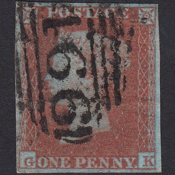 GB QV 1841 1d Very Blued Plate 136 SG8A-B1(2) GK GU 4M Liverpool 466