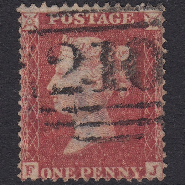 GB QV 1857 1d Rose-Red Plate 34 SG40-C10(1) FJ GU Colchester 210
