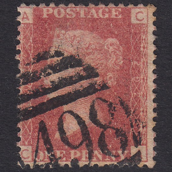 GB QV 1864 1d Rose-Red Plate 202 SG43-G1(1) CA GU Manchester 498