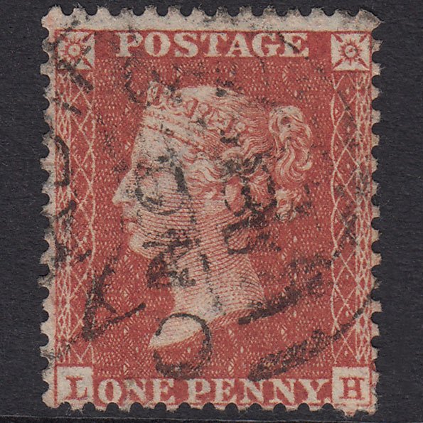 GB QV 1855 1d Brick-Red Plate 2 SG24-C3(6) LH FU Cardiff Town Cancel