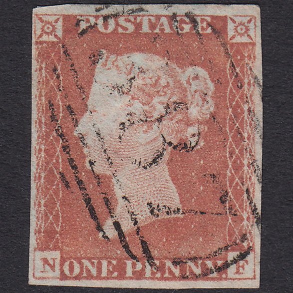 GB QV 1841 1d Red-Brown Plate 68 SG8-B1(1) NF FU 4M Huddersfield 387