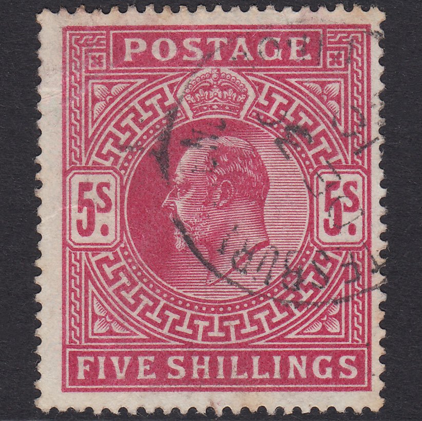 GB KE7 1902 5/- Brt Carmine SG263-M51(1) GU CDS
