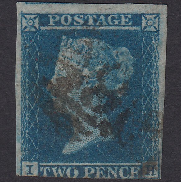 GB QV 1841 2d Blue Plate 4 SG14-E1(2) IH GU 3 Margins