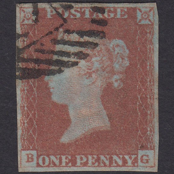 GB QV 1841 1d Red-Brown Plate 74 SG8-B1(1) BG GU 4M London IS Cancel