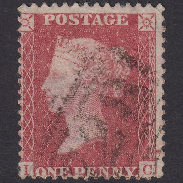 GB QV 1857 1d Rose-Red Plate 34 SG40-C10(1) Constant Variety IC FU