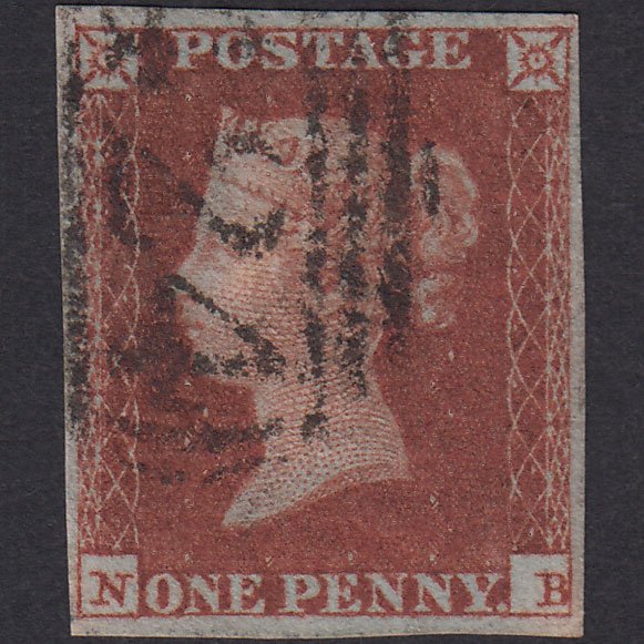 GB QV 1841 1d Deep Red-Brown Pl 130 SG10-B1(4) NB FU 4M Knaresborough 424