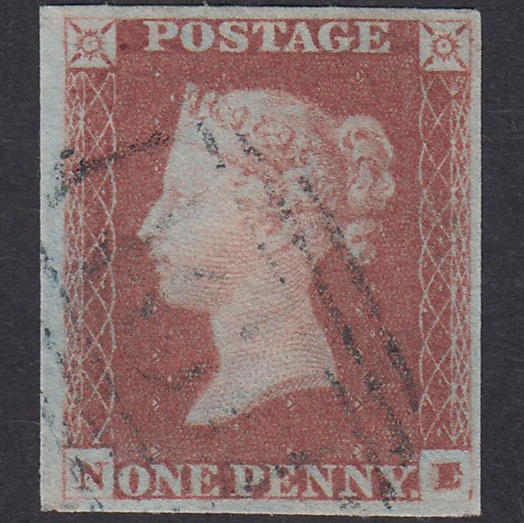 GB QV 1841 1d Red-Brown Plate 80 SG8-B1(1) NE VFU 4M Blue-Black PMK