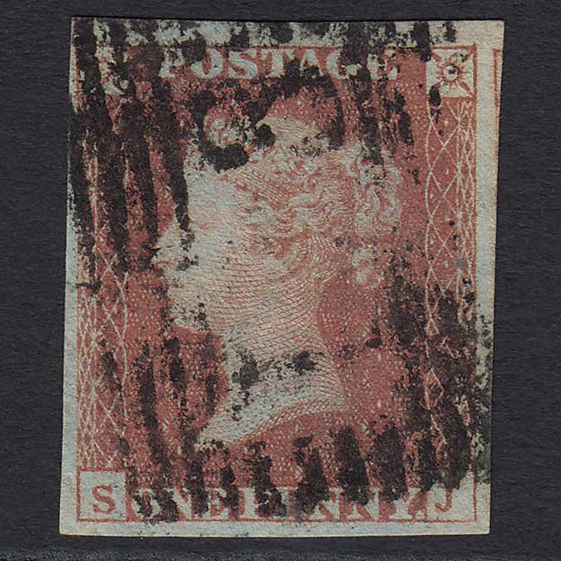GB QV 1841 1d (Plate 127) SG8 'SJ' FU in Scotland 4M Missing Imprimatur