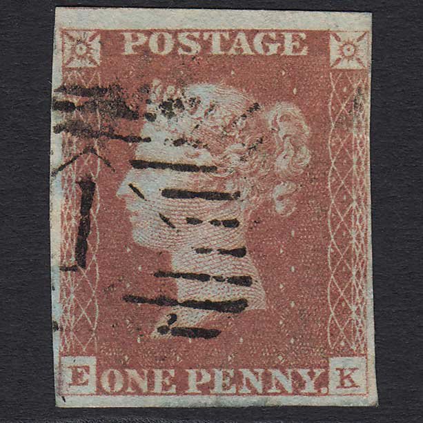 GB QV 1841 1d Red-brown (Plate 73) (SG8) 'EK' FU 4 Margins London IS 1